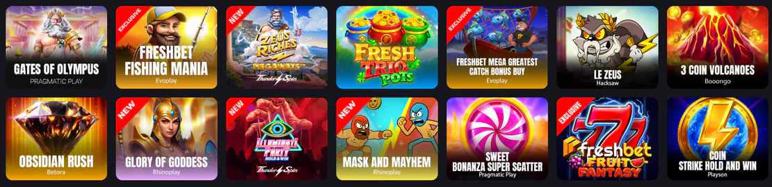 Games Available at FreshBet
